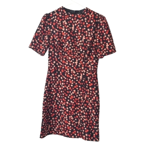 ASOS Floral Short Sleeve Midi Dress Black/ Red Size 4 - Picture 1 of 11